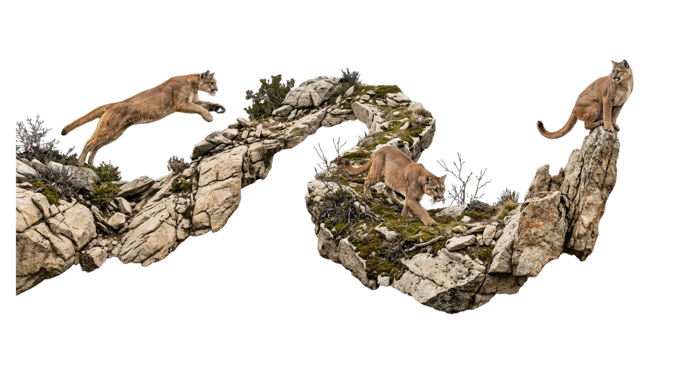 Granite ridge of the American West with mountain lions